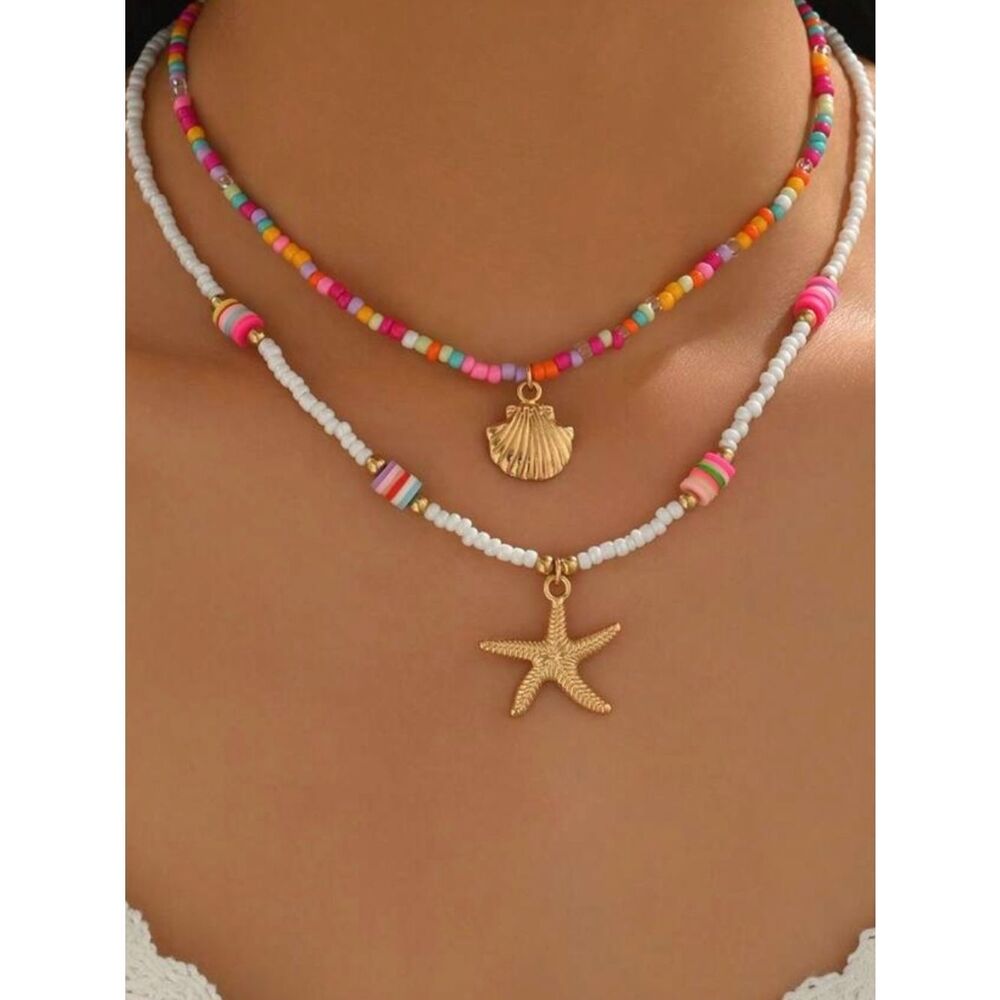 GoldStarfish Layered Beaded Necklace M756
